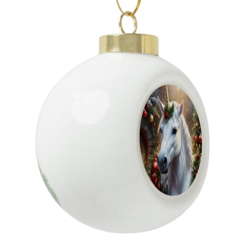 Snowlight: The Enchanted Christmas Unicorn Ceramic Ball Christmas Ornament