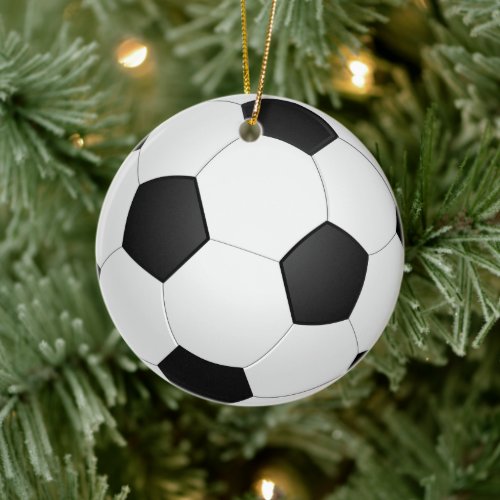 Soccer Ball Black and White Classic Ceramic Ornament