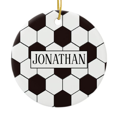 Soccer | Football pattern Customizable | Own name Ceramic Ornament