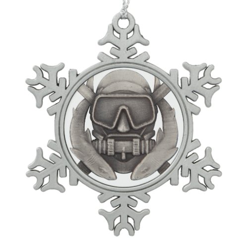 Spec Ops Diver Snowflake Pewter Christmas Ornament