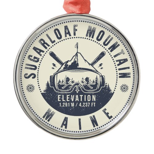 Sugarloaf Maine Mountain Vintage Ski Souvenir  Metal Ornament