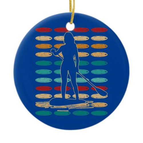 SUP Girl Water Sport Stand Up Paddle Board  Ceramic Ornament
