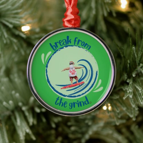 Surfing Santa Ornament