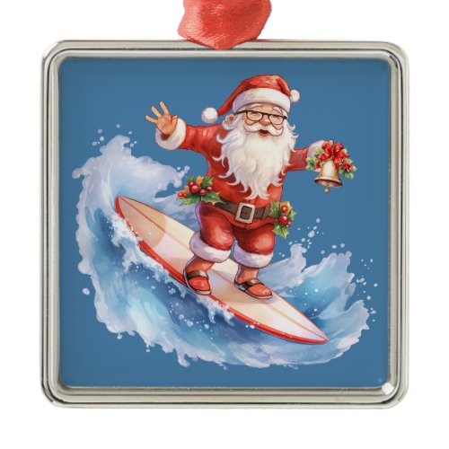 Surfing Santa Ornament