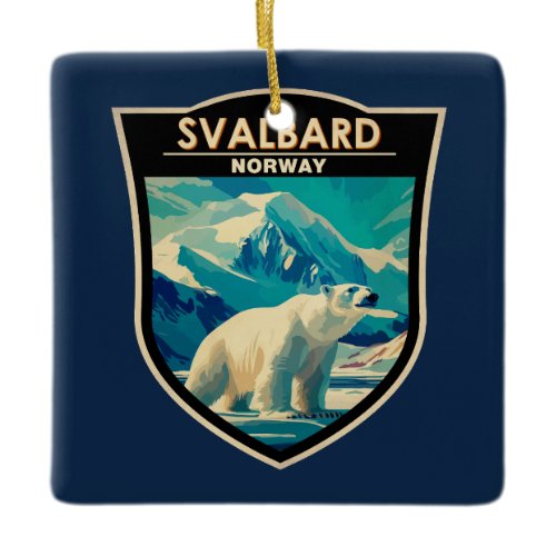 Svalbard Norway Polar Bear Travel Art Vintage Ceramic Ornament