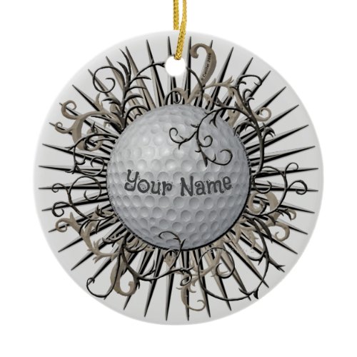 Swirl Golf golfer Ceramic Ornament
