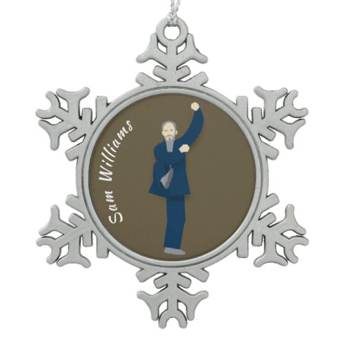 Tai Chi Snowflake Pewter Christmas Ornament