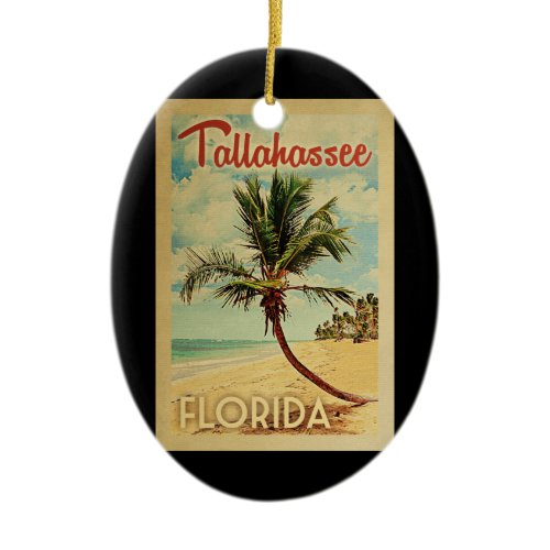 Tallahassee Palm Tree Vintage Travel Ceramic Ornament
