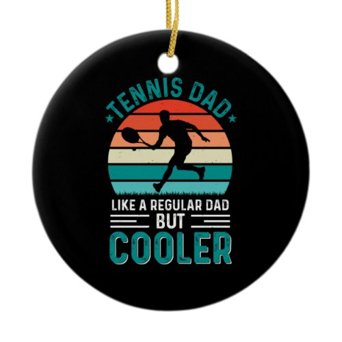 Tennis Dad Retro Sunset Ceramic Ornament