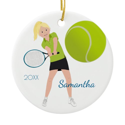 Tennis Player Light Blonde Keepsake Ornament
