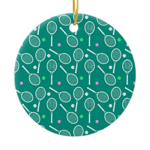Tennis Racket Pattern   Ceramic Ornament