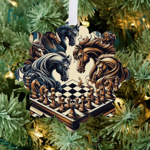 The game of knights – chess meets fantasy ornament card