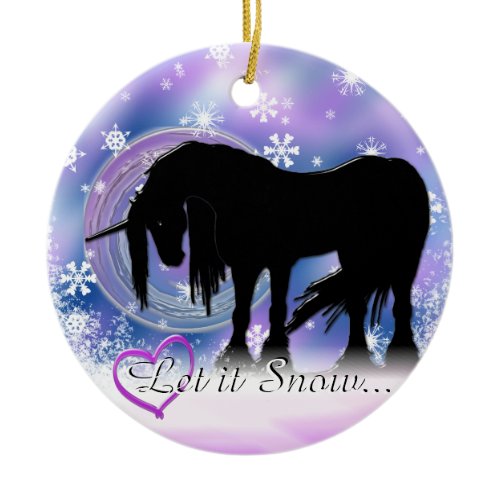 The Mystical Black Unicorn (Let It Snow) Ceramic Ornament