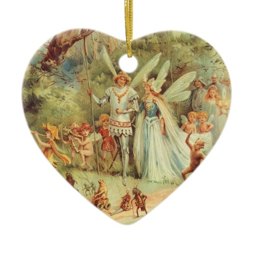 Thumbelina and Prince Wedding, Vintage Fairy Tales Ceramic Ornament