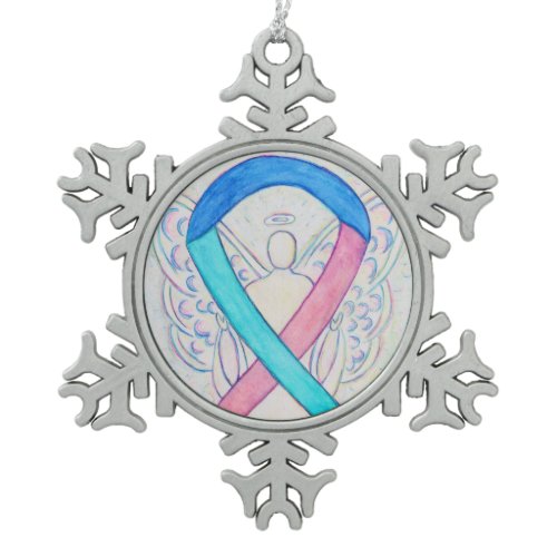 Thyroid Cancer Awareness Ribbon Angel Ornament