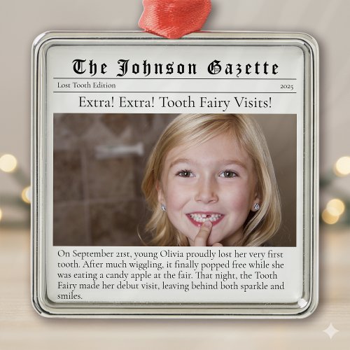 Tooth Fairy Lost First Tooth Milestone Keepsake Metal Ornament