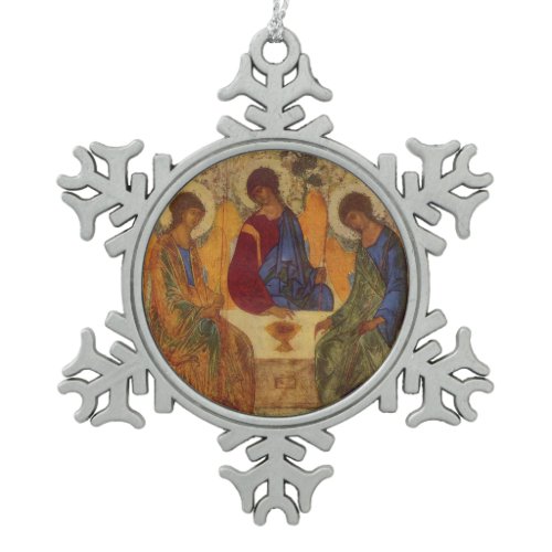 Trinity Angels At Mamre  Snowflake Pewter Christmas Ornament