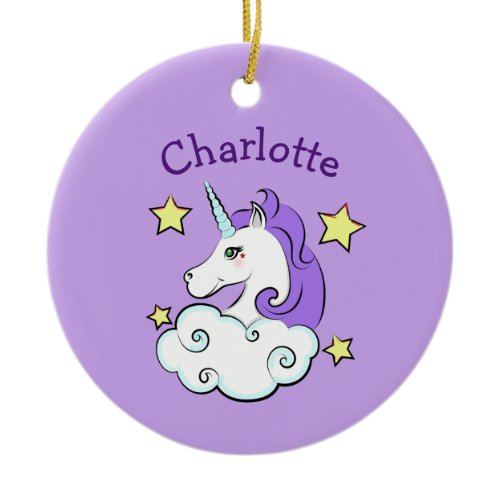 Unicorn Design  Ceramic Ornament