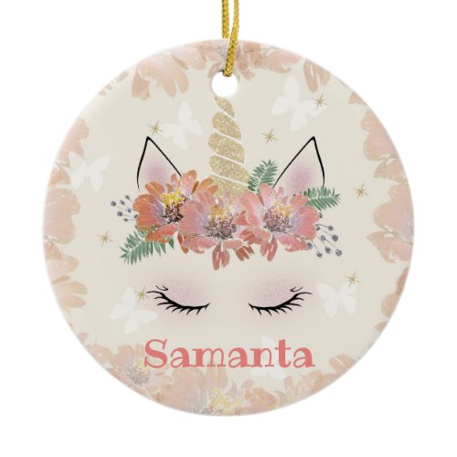Unicorn, Unicorn Face, personalized Ceramic Ornament