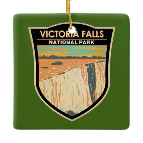 Victoria Falls National Park Travel Art Vintage Ceramic Ornament