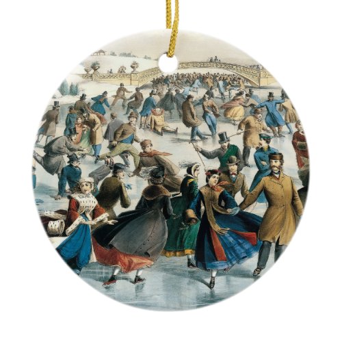Victorian Christmas Central Park Currier &amp; Ives Ceramic Ornament