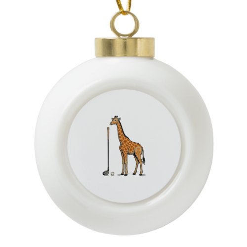 Vintage Engraving Giraffe Golf Vector T-Shirt Desi Ceramic Ball Christmas Ornament
