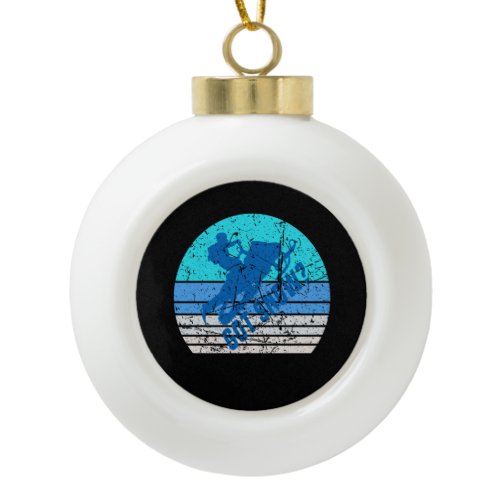 Vintage Snowmobiling Ceramic Ball Christmas Ornament