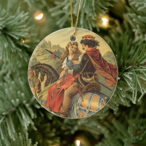 Vintage Victorian Fairy Tale, Brother and Sister Ceramic Ornament