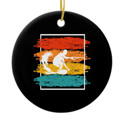 Vintage Wakeboarding Wakesurfing Wakesurfer Ceramic Ornament