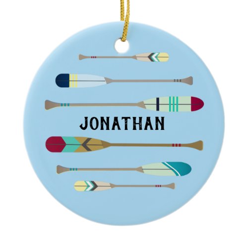 Vintage-style Oars Ceramic Ornament