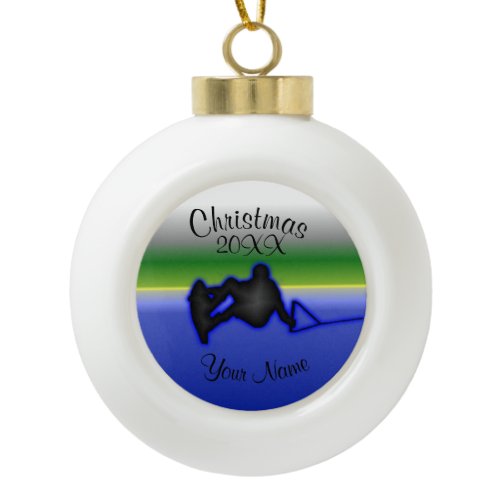 Wakeboard Ceramic Ball Christmas Ornament