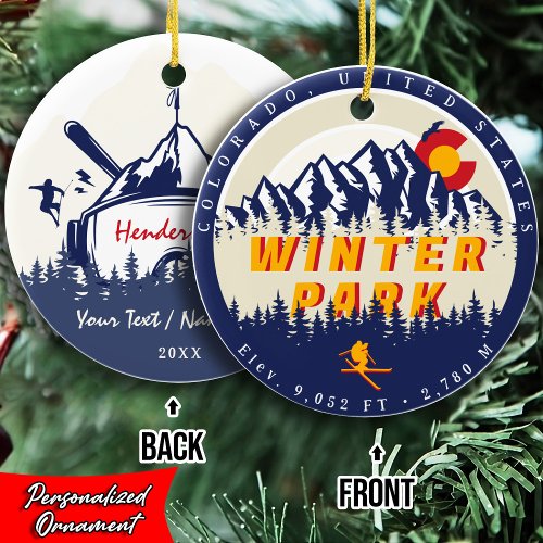 Winter Park Colorado Vintage Ski Souvenirs 80s Ceramic Ornament