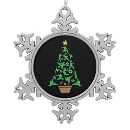 Women's Martial Arts - Girls Karate Christmas Tree Snowflake Pewter Christmas Ornament