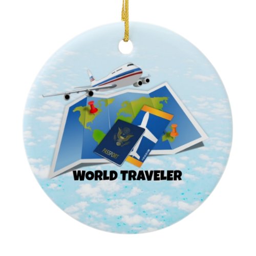 World Traveler Ceramic Ornament