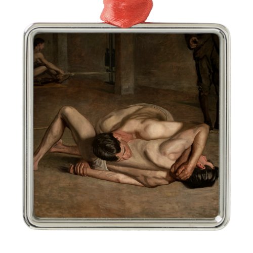 Wrestlers (by Thomas Eakins) Metal Ornament