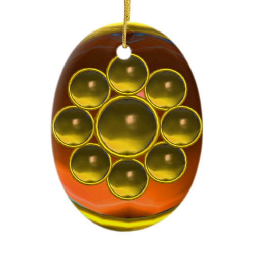 YELLOW ORANGE AGATE GEMSTONE MON CERAMIC ORNAMENT