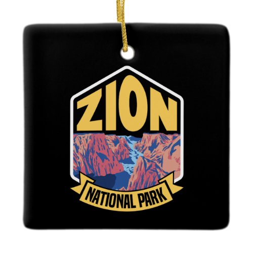 Zion National Park Utah Retro Ceramic Ornament