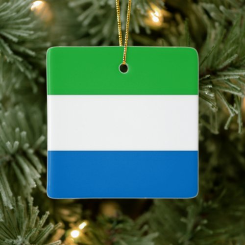 zSL001 SIERRA LEONE Flag, Africa, Ceramic Ornament